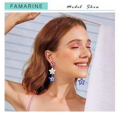 FAMARINE 7 월 4 일 귀걸이 미국 귀걸이 여성을위한 미국 귀걸이 귀여운 애국 귀걸이 스타 귀걸이 선물