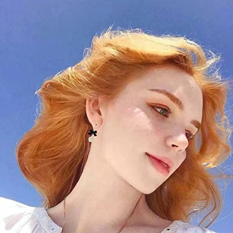 Xioose 925 실버 블랙 보우 지르코니아 드롭 귀걸이 골드 쁘띠 드롭 귀걸이 민감한 귀에 저자 극성