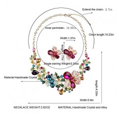신부를위한 해머 웨딩 쥬얼리 세트 멀티 컬러 크리스탈 꽃 초커 고딕 목걸이와 귀걸이 세트 여성을위한 의상 쥬얼리