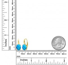 보석 스톤 킹 여성용 18K 옐로우 골드 도금 실버 블루 모조 오팔 귀걸이(2.34 Cttw, 타원형 카보숑 11X9MM)