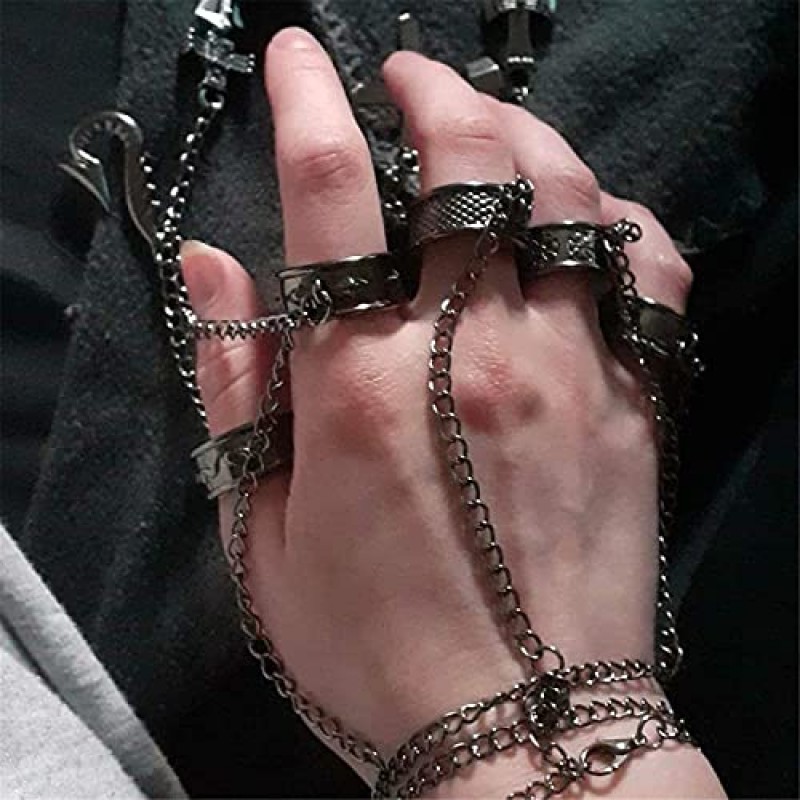 LucaSng Kurapika 코스프레 체인, 헌터 x 헌터 HXH, Nen 능력 활용, 애니메이션 팔찌 반지 액세서리 다섯 손가락 반지 성인 Kurapika 남여용 팔찌
