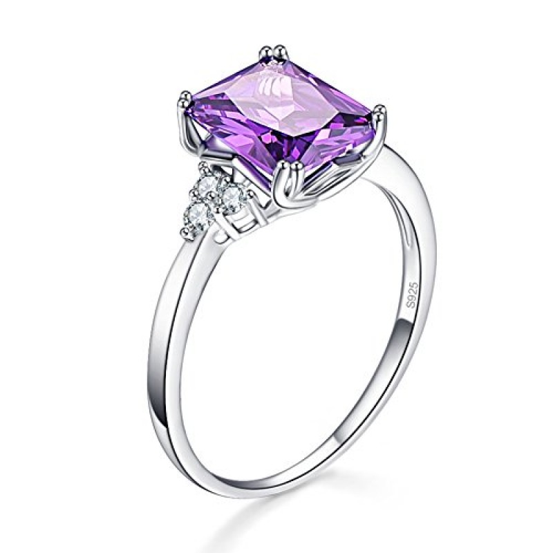 BONLAVIE 925 스털링 실버 화이트 골드 도금 5.3ct 8x10mm 여성용 에메랄드 반지/자수정 반지/사파이어 반지 제작 약혼 반지 웨딩 밴드 사이즈 5-10 에메랄드 컷 약속 반지