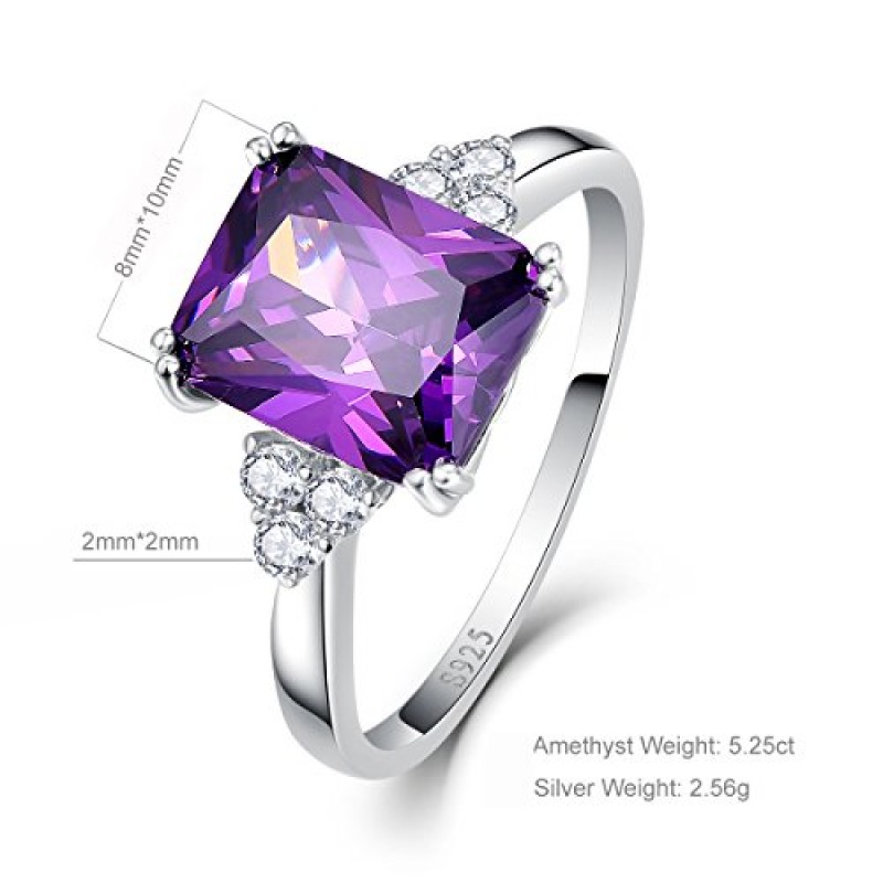 BONLAVIE 925 스털링 실버 화이트 골드 도금 5.3ct 8x10mm 여성용 에메랄드 반지/자수정 반지/사파이어 반지 제작 약혼 반지 웨딩 밴드 사이즈 5-10 에메랄드 컷 약속 반지