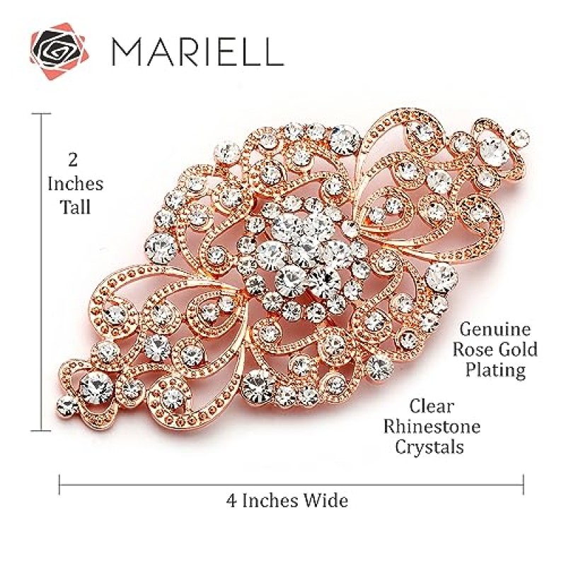 Mariell 빈티지 신부 크리스탈 브로치 핀, 4