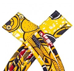 BintaRealWax 아프리카 목걸이 귀걸이 세트 앙카라 패브릭 인쇄 다층 짠 로프 초커 계층화 된 스트랜드 칼라