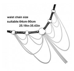 Bounzhi 펑크 다리 허리 체인 벨트 가죽 바디 체인 락 레이브 여성과 소녀를위한 섹시한 배꼽 바디 쥬얼리