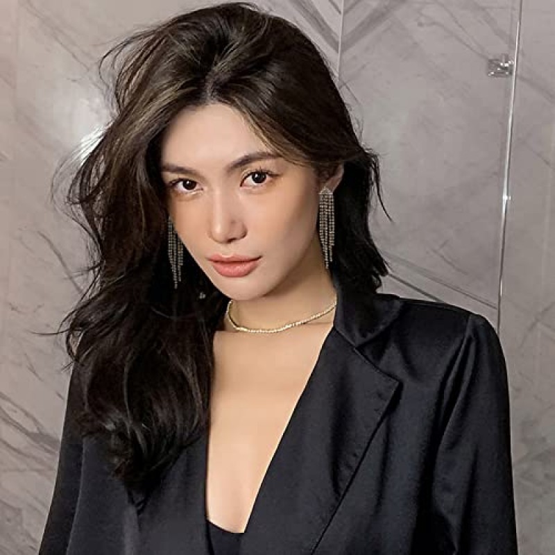 Luxval 라인 석 귀걸이 여성을위한 매달려 반짝 이는 실버 매달려 귀걸이 소녀 긴 샹들리에 귀걸이 술 경량 귀 스터드 큐빅 지르코니아 크리스탈 성명