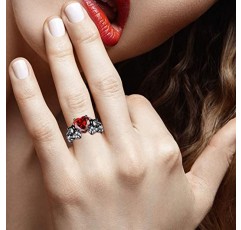 고딕 블랙 해골 반지 레드 퍼플 크리스탈 반지 칵테일 파티 할로윈 바이커 반지 여성 크리스마스 선물