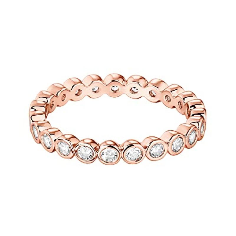 PAVOI 14K 골드 도금 반지 큐빅 지르코니아 러브 링 | 여성용 2.8mm 스택형 링 | 여성용 금반지