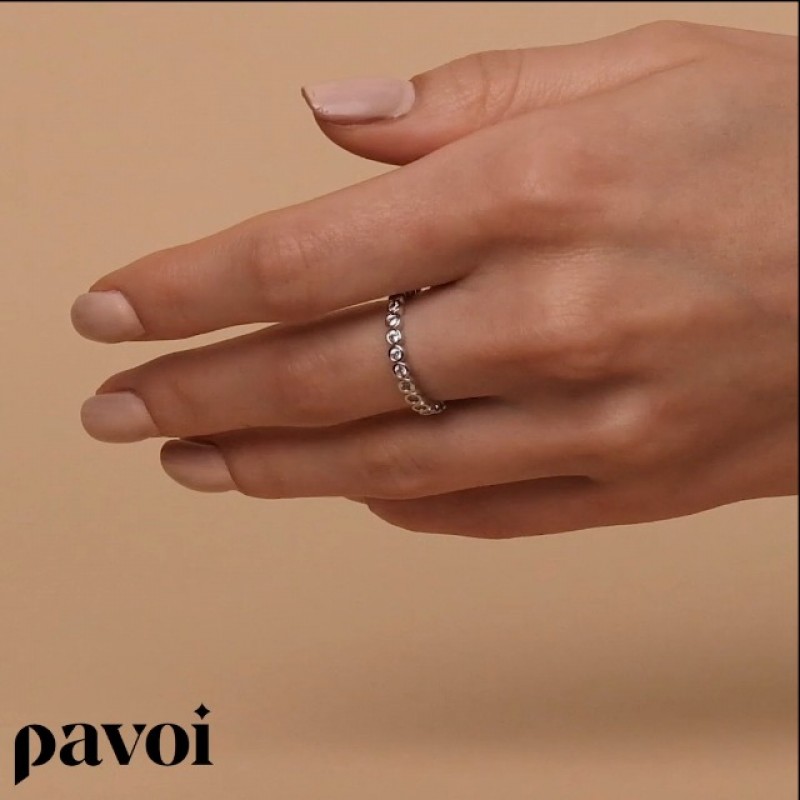 PAVOI 14K 골드 도금 반지 큐빅 지르코니아 러브 링 | 여성용 2.8mm 스택형 링 | 여성용 금반지