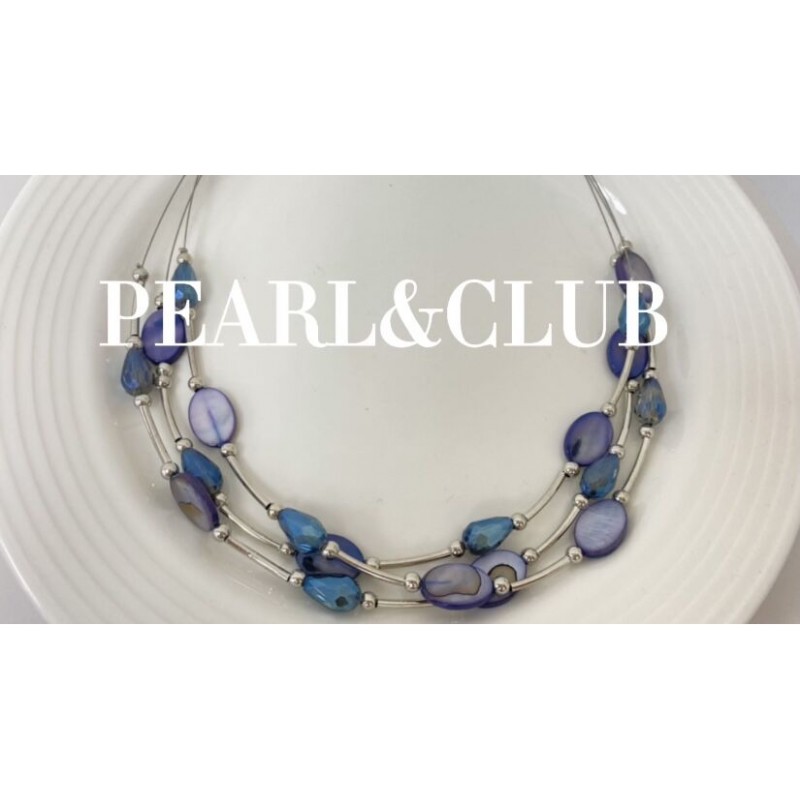 PEARL&CLUB 여성용 크리스탈 레이어드 스테이트먼트 목걸이 - 청키 실버 체인 초커 목걸이, 여성용 생일 선물