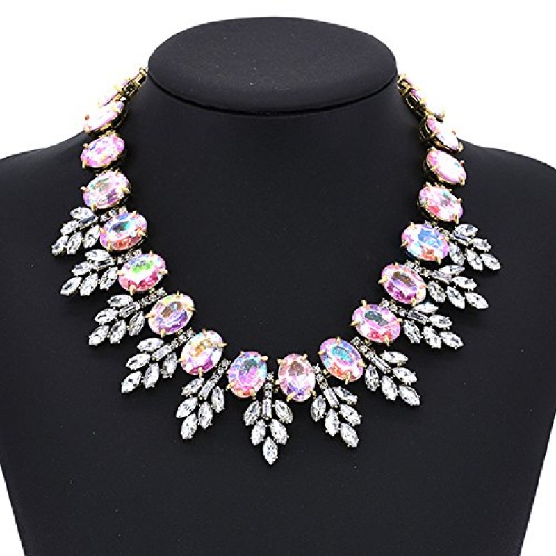 Zthread Lux ​​Statment 목걸이 리프 크리스탈 초커 Eveing ​​Dress Brial 쥬얼리 목걸이 귀걸이 여성용 세트