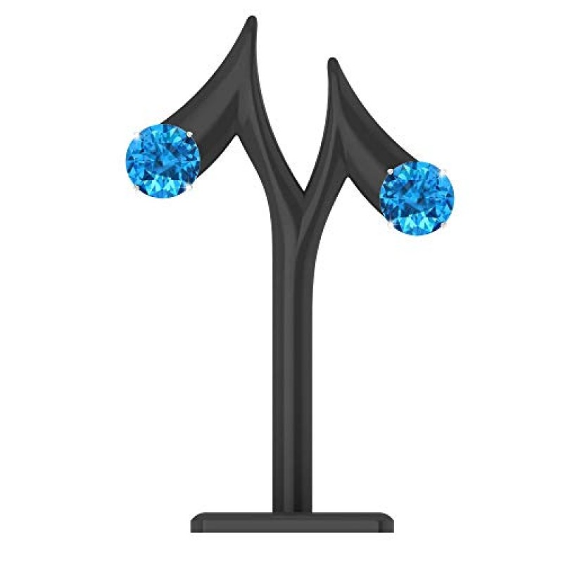 Belinda Jewelz 여성용 탄생석 귀걸이 14k 화이트 또는 옐로우 골드 주얼리 보석 고급 스터드 귀걸이 7 mm 라운드 스파클 블링 조디악 프롱 세팅 보석 귀 반지 클래식 패션 액세서리 선물