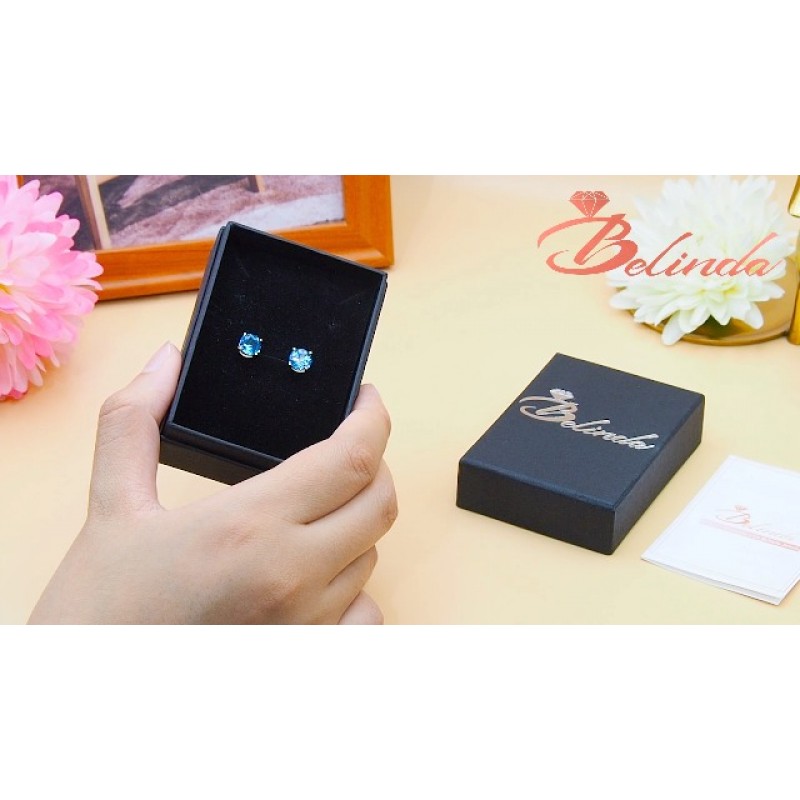 Belinda Jewelz 여성용 탄생석 귀걸이 14k 화이트 또는 옐로우 골드 주얼리 보석 고급 스터드 귀걸이 7 mm 라운드 스파클 블링 조디악 프롱 세팅 보석 귀 반지 클래식 패션 액세서리 선물