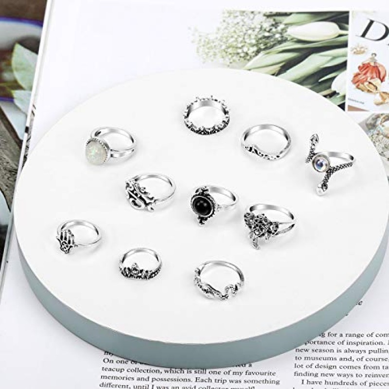 ONESING 69-99 Pcs 여성용 너클 링 Stackable Ring Set 실버 링 골드 보헤미안 레트로 빈티지 조인트 핑거 링 중공 새겨진 꽃 너클 미디 링