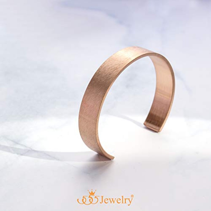 555Jewelry 스테인레스 스틸 매트 오픈 엔드 와이드 커프 남여 공용 팔찌 뱅글