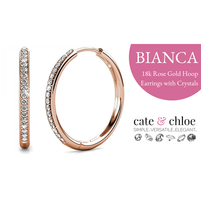 Cate & Chloe Bianca 여성 18k 화이트 골드 후프 귀걸이 | 여성과 소녀를 위한 최고의 실버 후프 귀걸이, 스파클 큐빅 지르코니아 후프 귀걸이 | CZ 크리스탈 후프 귀걸이