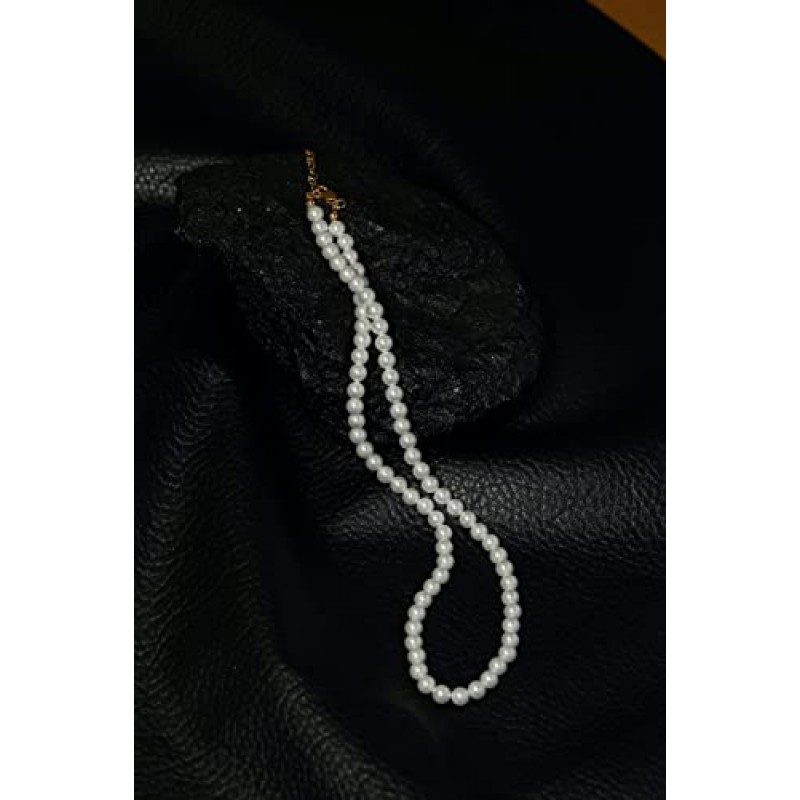 여성을위한 진주 목걸이, 4-8MM 우아한 라운드 모조 진주 초커 목걸이 웨딩 진주 목걸이 여성을위한 섬세한 보석 간단한 신부 들러리 보석 선물