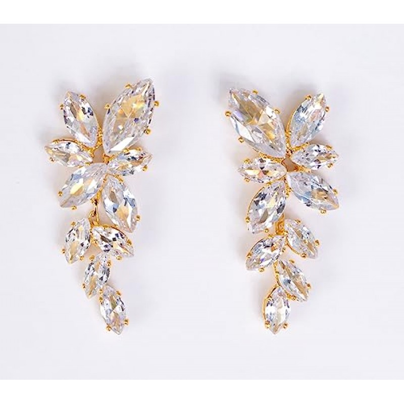 DIAMANTIO 웨딩 귀걸이 우아한 댕글 드롭 CZ 후작 큐빅 지르코니아 AAAAA 18K 골드 도금 라인스톤 신부를 위해 고급스러운 신부 들러리 웨딩 댄스 파티 여성 귀중한 크리스탈
