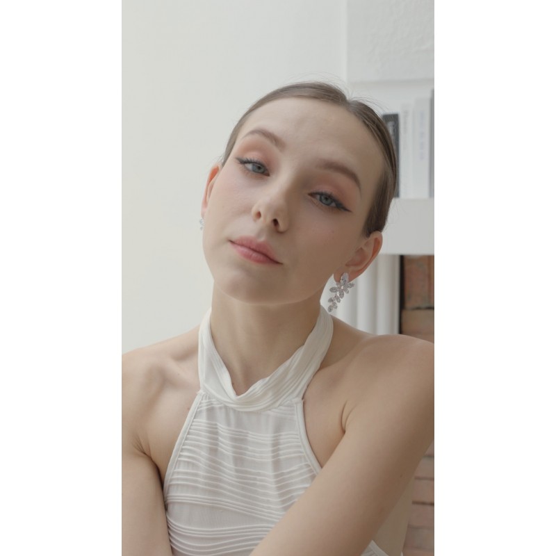 DIAMANTIO 웨딩 귀걸이 우아한 댕글 드롭 CZ 후작 큐빅 지르코니아 AAAAA 18K 골드 도금 라인스톤 신부를 위해 고급스러운 신부 들러리 웨딩 댄스 파티 여성 귀중한 크리스탈