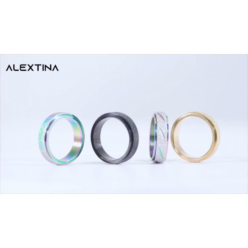여성을 위한 ALEXTINA 불안 반지 남성 피젯 링 - 여성을 위한 불안 구호 품목을 위한 6mm 8mm 스테인레스 스틸 스피너 반지 어린이 실버 로즈 골드 레인보우 샌드블라스트 글리터 마감