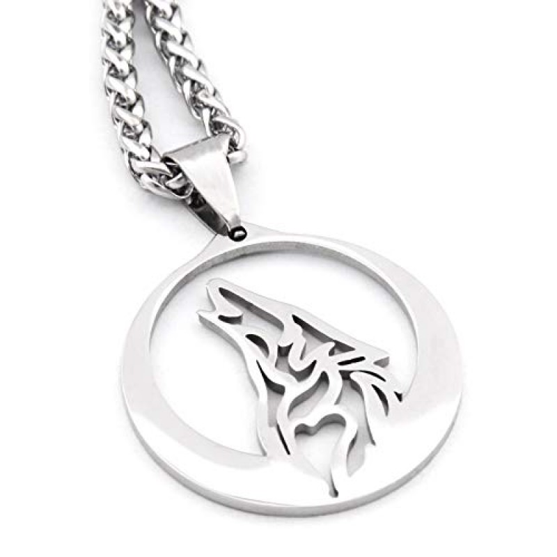 Gungneer 늑대 머리 펜던트 동물 토템 부적 부적 보호 남성 여성 Jewely 빈티지 스테인레스 스틸 목걸이
