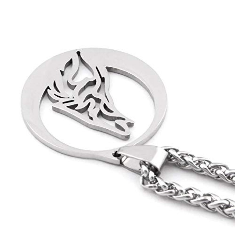 Gungneer 늑대 머리 펜던트 동물 토템 부적 부적 보호 남성 여성 Jewely 빈티지 스테인레스 스틸 목걸이