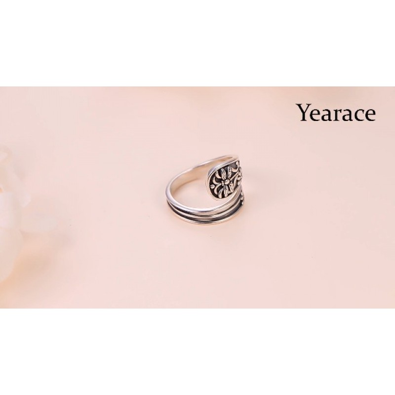 Yearace 925 스털링 실버 산화 스푼 링 조절 링 잠자리 스푼 링 쥬얼리 선물 여성을위한