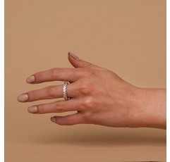 PAVOI 14K 골드 도금 반지 타원형 큐빅 지르코니아 러브 링 | 영원의 반지 | 여성용 5mm 스택형 링 | 여성용 금반지
