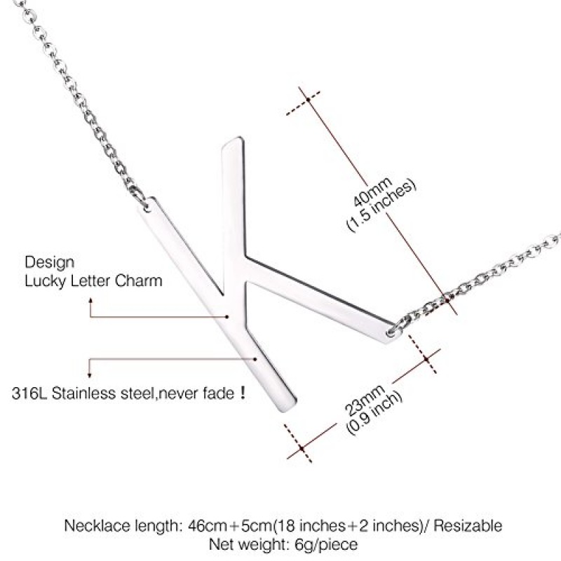 U7 알파벳 초기 쥬얼리 여성용 여성용 목걸이 문자 A부터 Z까지 스테인레스 스틸/18K 골드 도금 CZ 크리스탈 또는 진술 옆쪽 이니셜 초커 펜던트 목걸이, 선물 상자 포장