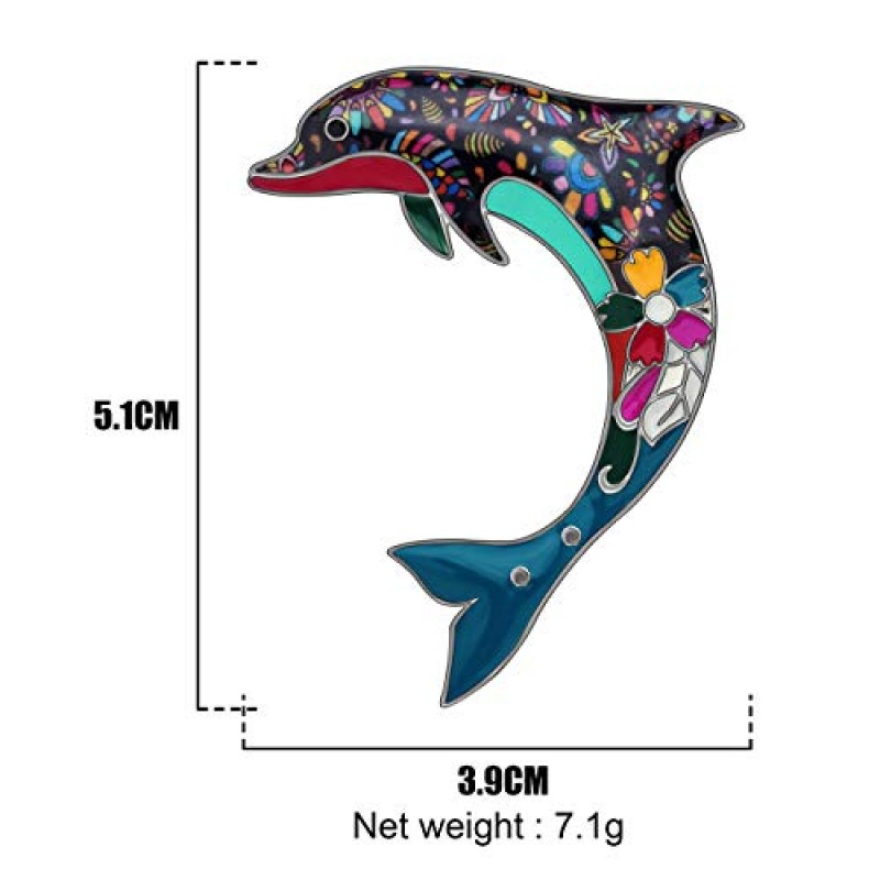 DUOWEI 귀여운 꽃 에나멜 돌고래 브로치 Dainty 돌고래 핀 옷 스카프 장식 여성용 쥬얼리 선물