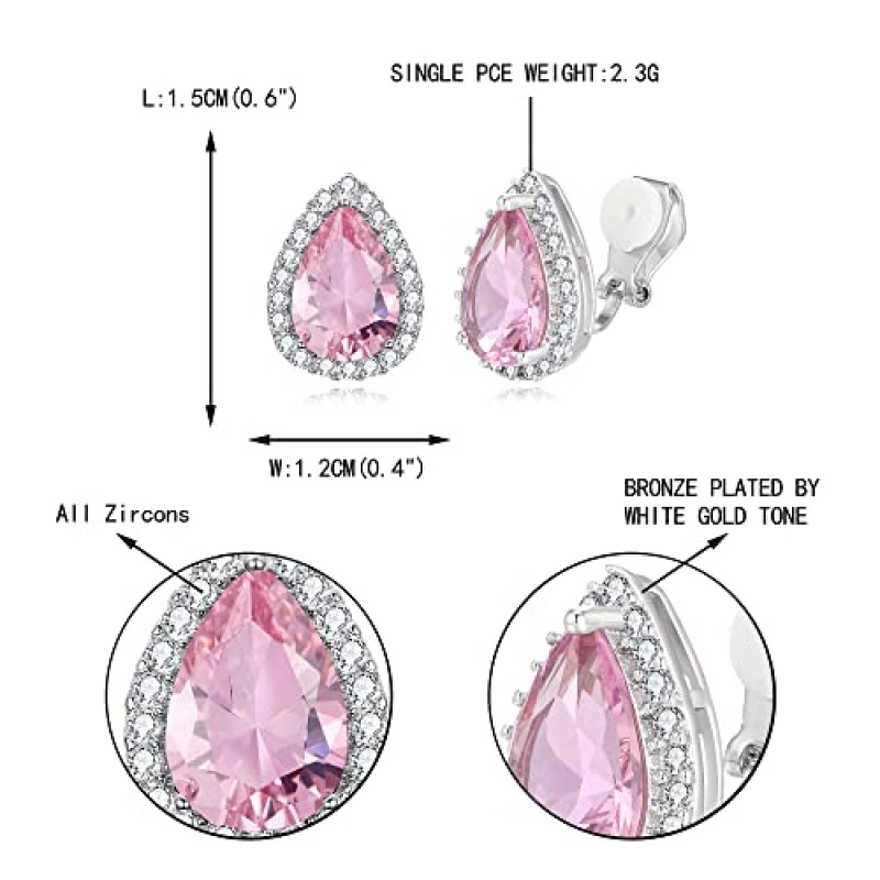 EVER FAITH 여성용 큐빅 지르코니아 웨딩 티어드롭 프롱 세팅 스터드 귀걸이 실버 톤