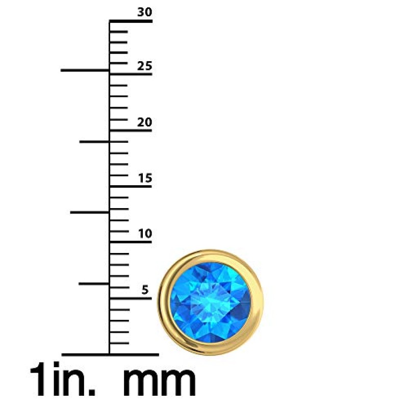 Belinda Jewelz 여성용 14K 옐로우 골드 라운드 반짝거리는 7 mm 보석 베젤 솔리테어 클래식 체인 보석 고급 주얼리 액세서리 펜던트 목걸이, 1.48 캐럿 스위스, 18 인치