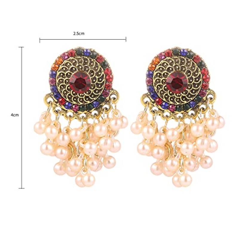 Lureme 인도 민족 Boho 매달려 귀걸이 여성을위한 빈티지 드롭 귀걸이 샹들리에 귀걸이(er006376)