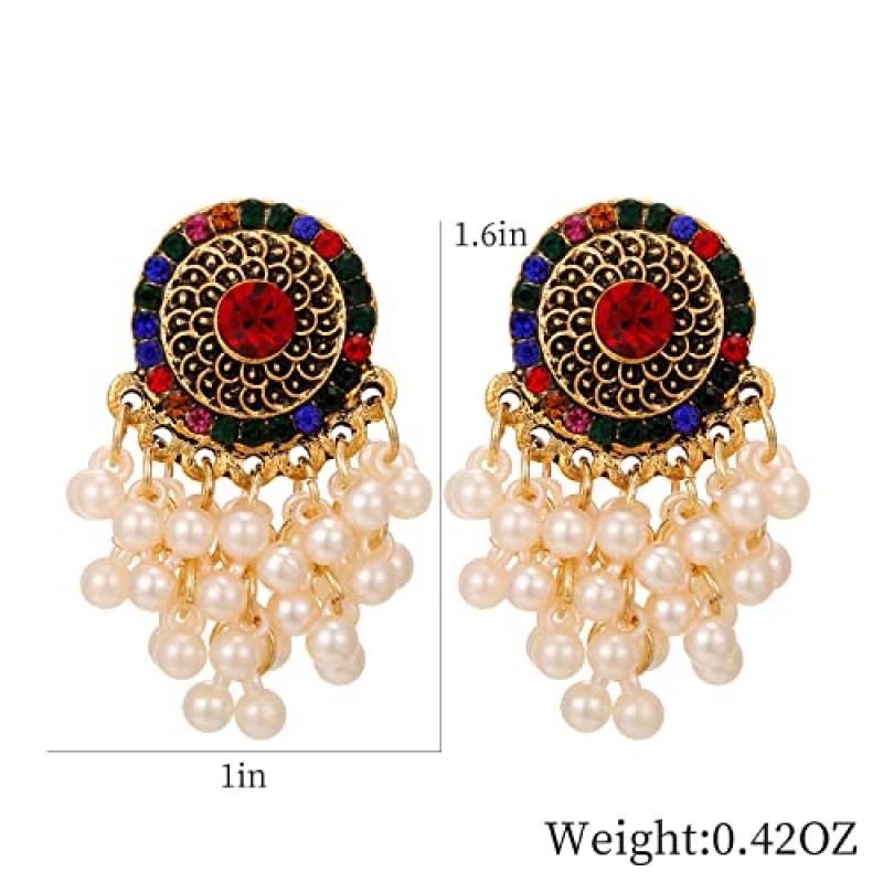 Lureme 인도 민족 Boho 매달려 귀걸이 여성을위한 빈티지 드롭 귀걸이 샹들리에 귀걸이(er006376)
