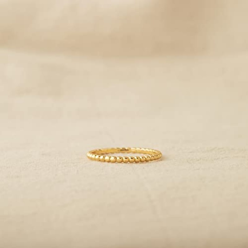 GNIRTSI 여성용 골드 페르시 반지 2MM 작은 풀 볼 14K 골드 도금 미니멀리스트 스택 얇은 밴드 핑거 쥬얼리 크기 5-8