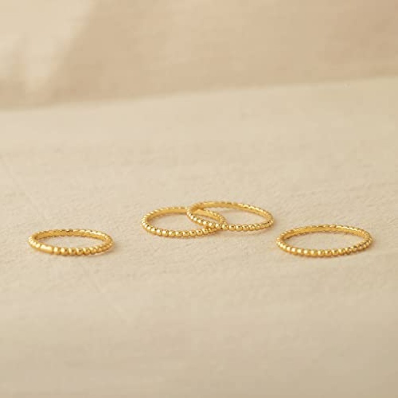 GNIRTSI 여성용 골드 페르시 반지 2MM 작은 풀 볼 14K 골드 도금 미니멀리스트 스택 얇은 밴드 핑거 쥬얼리 크기 5-8