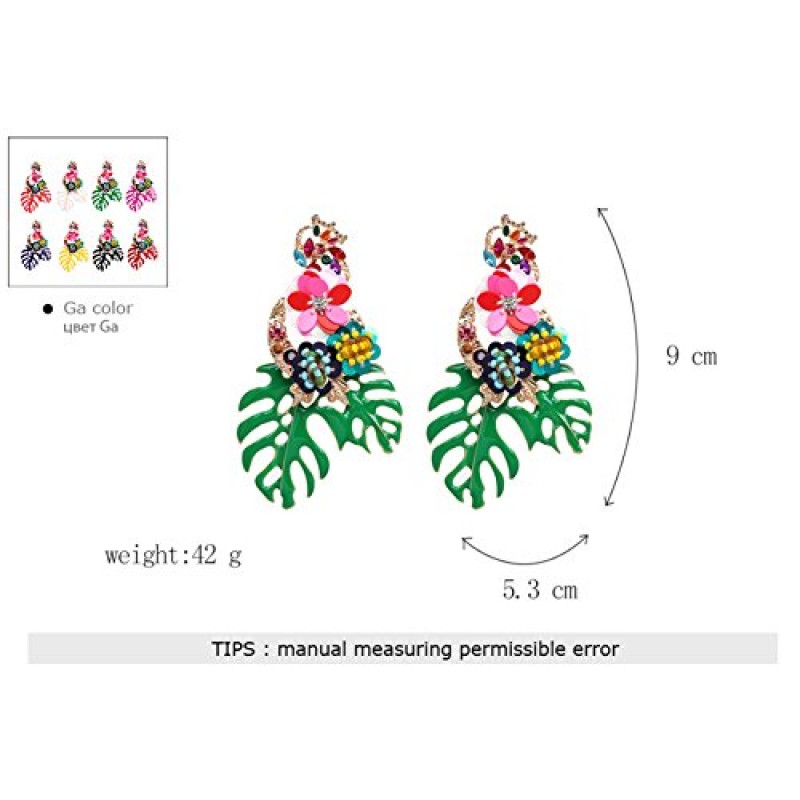 Lureme 여성과 소녀를 위한 화려한 컬러풀 스팽글 꽃 꽃 잎 스터드 귀걸이(er006023)