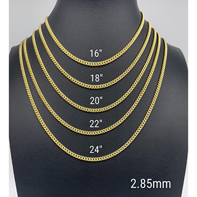 JEWELHEART 14K 골드 마이애미 쿠바 링크 체인 남성 - 1.85mm 2.15mm 2.85mm 3.85mm 4.4mm 5.35mm 다이아몬드 컷 두꺼운 쿠바 커브 체인 - 여성용 리얼 골드 목걸이 16