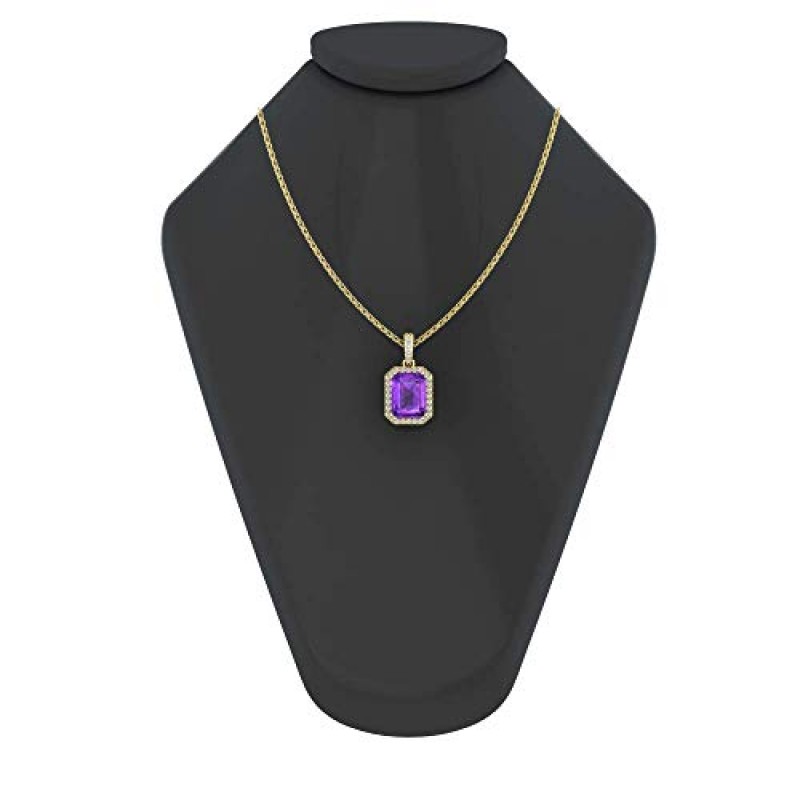 Belinda Jewelz 여성 14k 화이트/옐로우 골드 에메랄드 컷 스파클링 보석 목걸이 매달려 초커 펜던트 우아한 클래식 럭셔리 아름다운 고급 보석 액세서리 여성을위한