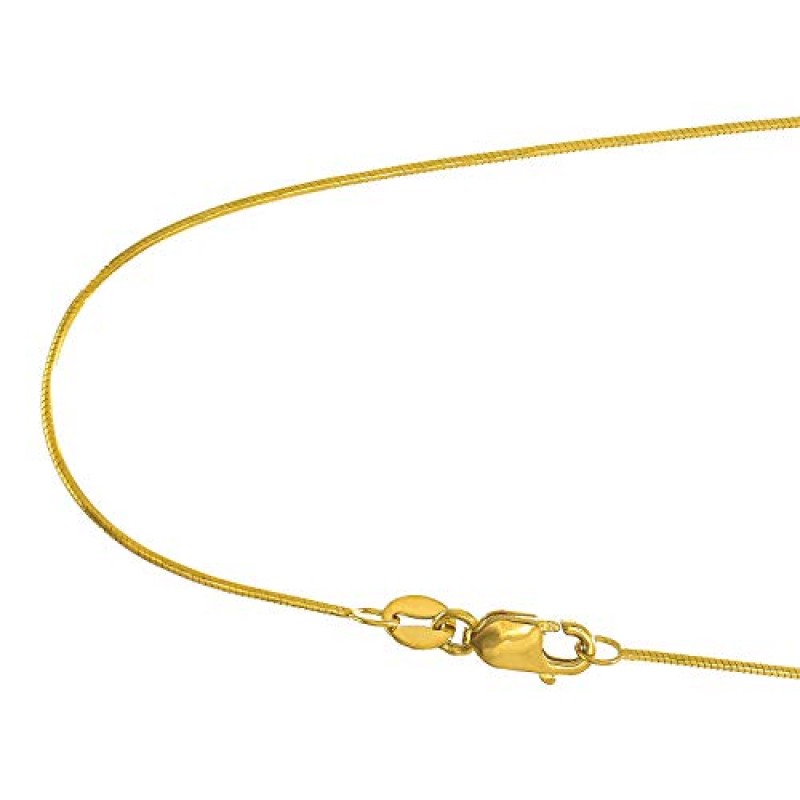 JewelStop 14k 솔리드 골드 옐로우 또는 화이트 0.7mm 라운드 스네이크 체인 목걸이 16