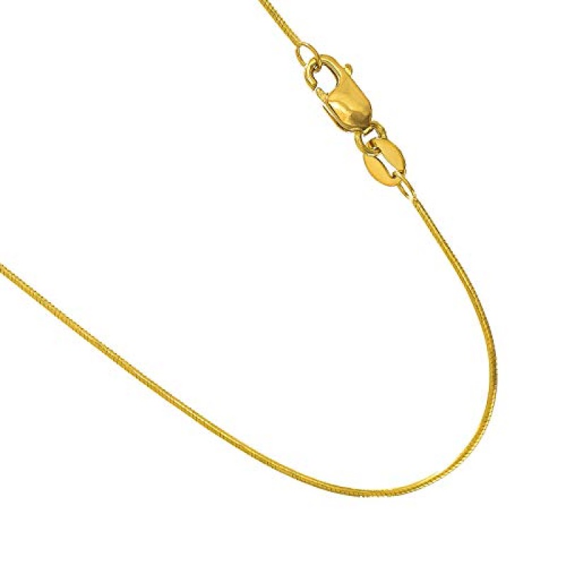 JewelStop 14k 솔리드 골드 옐로우 또는 화이트 0.7mm 라운드 스네이크 체인 목걸이 16