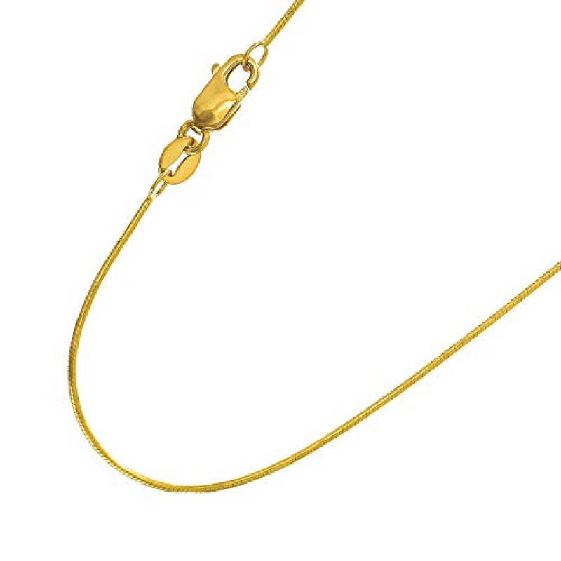 JewelStop 14k 솔리드 골드 옐로우 또는 화이트 0.7mm 라운드 스네이크 체인 목걸이 16