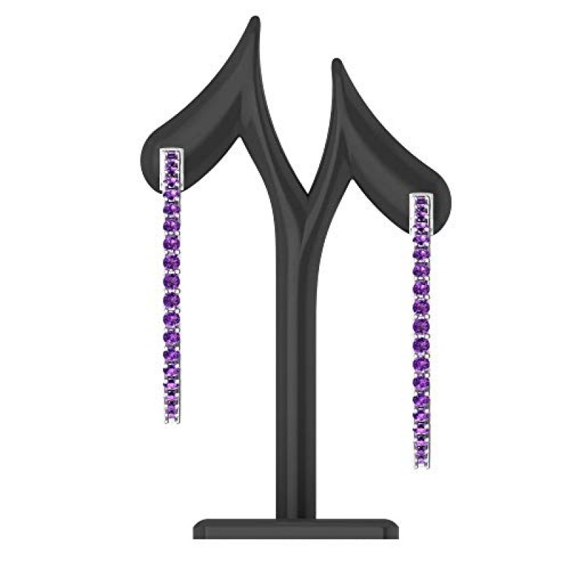 Belinda Jewelz 여성용 대형 후프 귀걸이 탄생석 테니스 영원 귀걸이 925 스털링 실버 3mm 빛나는 라운드 반짝 이는 보석 고급 주얼리 푸시 백 토파즈 발렌타인 데이 및 결혼 선물