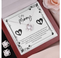 22Feels 엄마가 될 선물 아이디어 - 메시지 카드가 포함된 여성용 펜던트 목걸이, LED 조명이 포함된 마호가니 스타일 럭셔리 상자