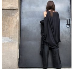 PAZIKO 스트리트 스타일 가죽 술 목걸이 여성을위한 손수 패션 럭셔리 긴 목걸이 블랙 가죽 체인 드레스 액세서리