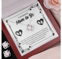 22Feels 엄마가 될 선물 아이디어 - 메시지 카드가 포함된 여성용 펜던트 목걸이, LED 조명이 포함된 마호가니 스타일 럭셔리 상자