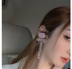 핑크 큐빅 지르콘 Bowknot 여성을위한 큰 귀걸이 라이트 럭셔리 술 쥬얼리 기질 한국 액세서리 트렌드 크리스탈 선물