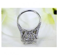 럭셔리 8ct 다이아몬드 반지 14K 화이트 골드 쥬얼리 Moissanite 코트 약혼 웨딩 밴드 반지 여성을위한 신부 파티 액세서리