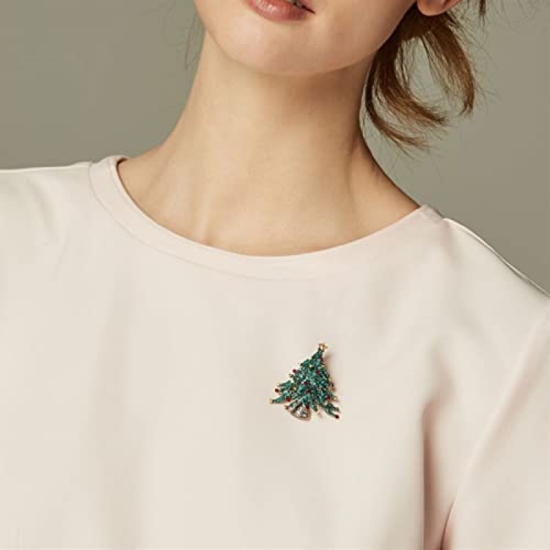 OVAST 브로치 절묘한 크리스마스 트리 브로치 럭셔리 여성 쥬얼리 스카프 버튼 정장 칼라 액세서리 패션 브로치 핀